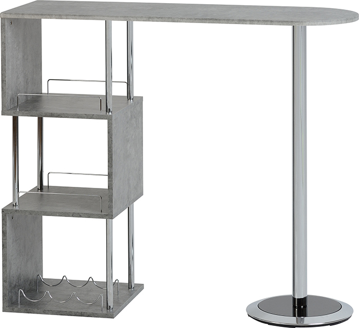 Charisma Home Bar Table In Concrete With Chrome